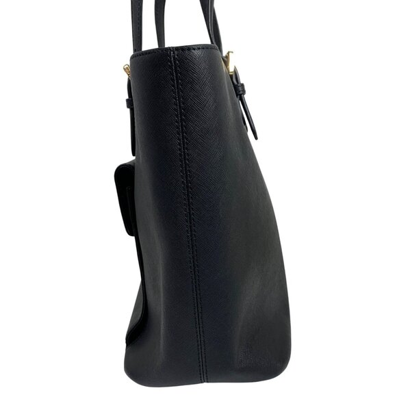 MK Michael Kors Jet Set Black Saffiano Leather Multifunction Pocket Tote Bag - Picture 2 of 16